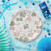 Mahjong Kacheln und Würfel in Rosa und Khaki Pappteller (Party)