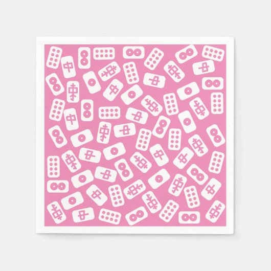 Mahjong Kacheln weiß auf Babyrosa Serviette (Vorderseite)