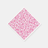 Mahjong Kacheln weiß auf Babyrosa Serviette (Ecke)