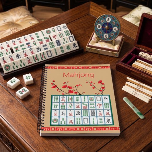 Mahjong Kirschblüten Spiralblock Notizblock