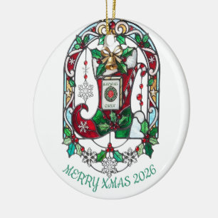 Mahjong-Königin-Buntglas-Weihnachtsbaumanhänger Keramik Ornament