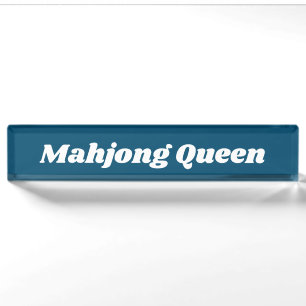 Mahjong-Königin in Blaugrün Namensplakette