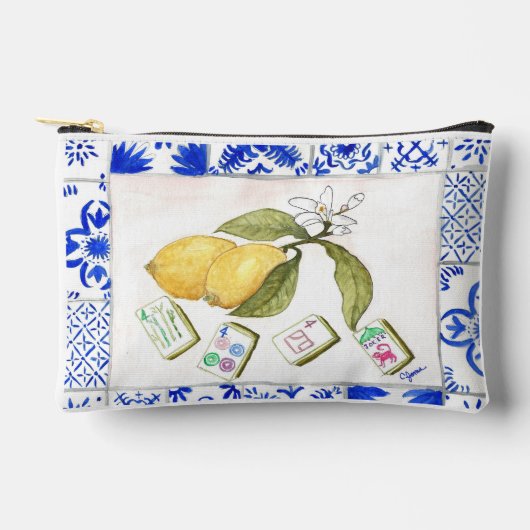 Mahjong Lemons Pouch Zubehörtasche (Vorderseite)