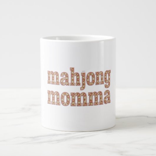 Mahjong-Mama Retro-Varsity-Muster-Geschenk Jumbo-Tasse (Vorderseite)