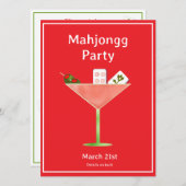 Mahjong Martini Cocktail Party Einladung (Vorne/Hinten)
