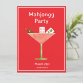Mahjong Martini Cocktail Party Einladung (Stehend Vorderseite)