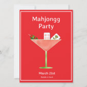Mahjong Martini Cocktail Party Einladung (Vorderseite)