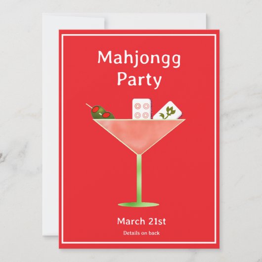 Mahjong Martini Cocktail Party Einladung (Vorderseite)