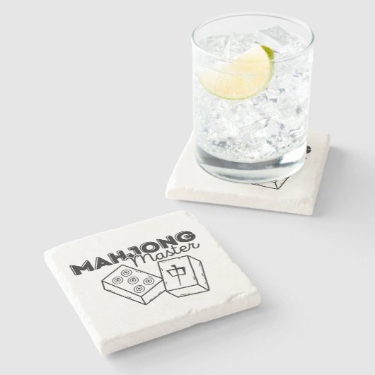 Mahjong Master Steinuntersetzer (Seitenansicht)