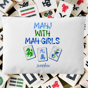 Mahjong mit Mah Girls Wasserfarbe Fliesen Custom Zubehörtasche