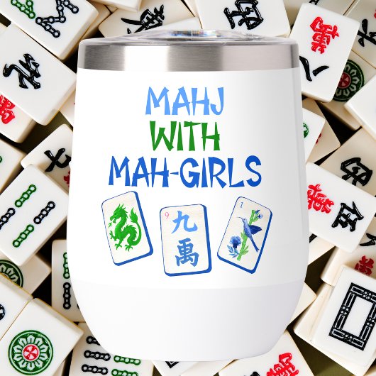 Mahjong mit Mah Girls Wasserfarbe Tiles