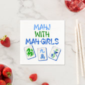 Mahjong mit Mah Girls Wasserfarbe Tiles Serviette (Beispiel)