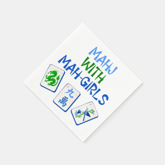 Mahjong mit Mah Girls Wasserfarbe Tiles Serviette (Ecke)