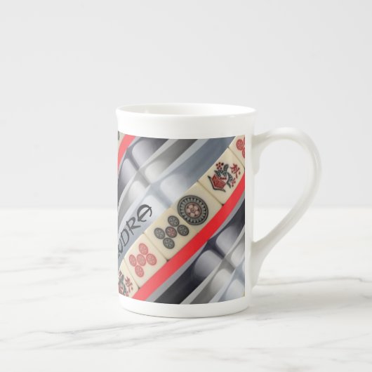 Mahjong mit Monogramm Porzellantasse (Rechts)