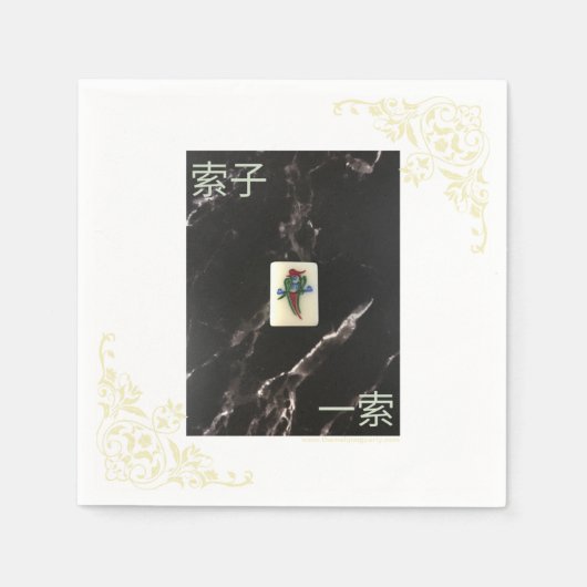 Mahjong Napkin mit Kantonesisch 1 von Bamboo Serviette (Vorderseite)