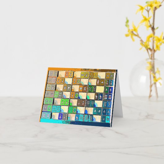 Mahjong Notecard Karte (Gelbe Blume)