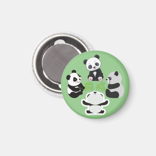 Mahjong Panda Niedlich Funny Magnet (Vorderseite/Rückseite)