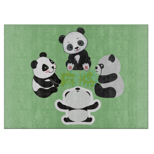 Mahjong Panda Niedlich Funny Schneidebrett (Vorderseite)
