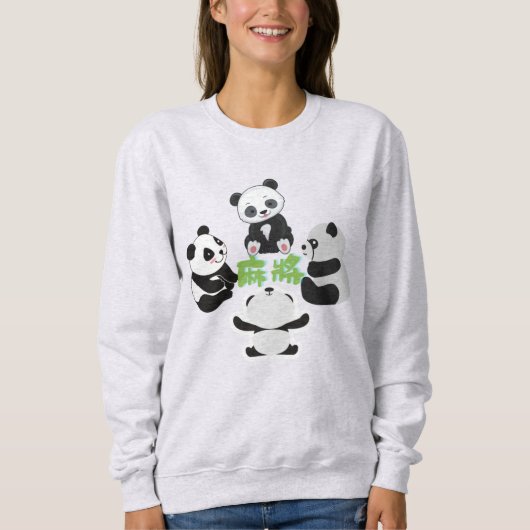 Mahjong Panda Niedlich Funny Sweatshirt (Vorderseite)