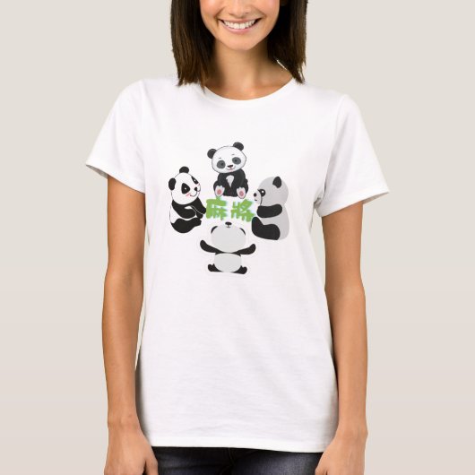 Mahjong Panda Niedlich Funny T - Shirt (Vorderseite)