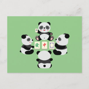Mahjong-Panda Niedlich Lustig Feiertagspostkarte
