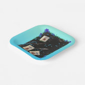 Mahjong Papiertafel mit blauen Blumenmotiven Pappteller (Gewinkelt)