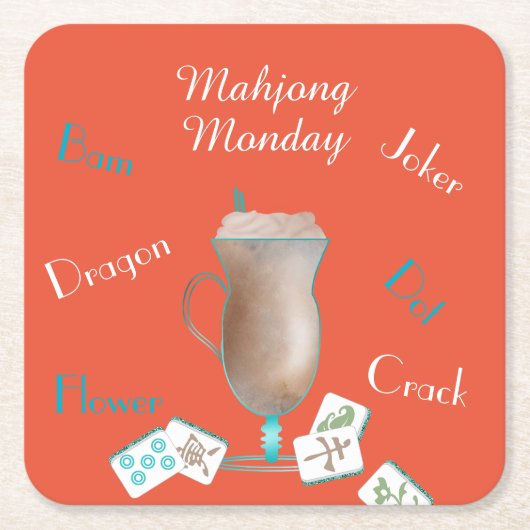 Mahjong Party Coasters Rechteckiger Pappuntersetzer (Vorderseite)