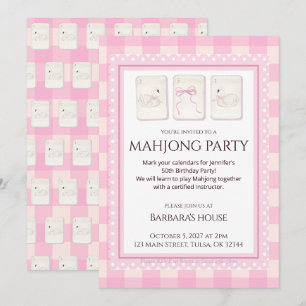Mahjong-Party-Einladung, grandmillennial Schwäne Einladung