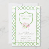 Mahjong Party Einladung, Grüne Blume Bamboo Einladung (Vorderseite)