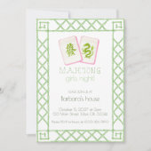 Mahjong Party Einladung, Grüner Drache Bamboo Einladung (Vorderseite)