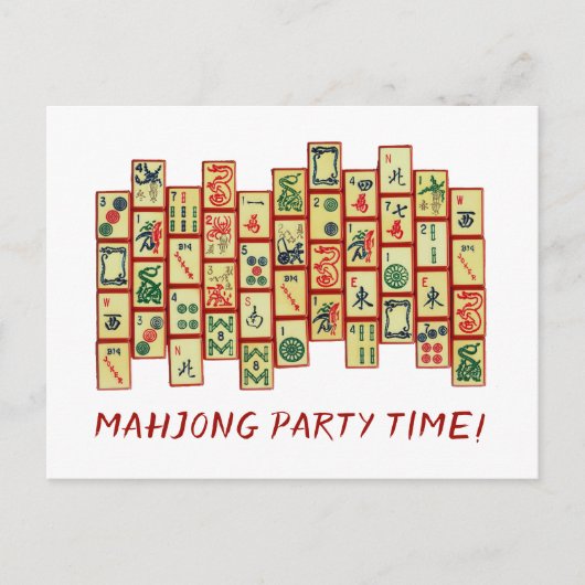 Mahjong Party Einladung Postcard Postkarte (Vorderseite)