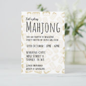 Mahjong-Party Einladung - weiß-braune Fliesen (Stehend Vorderseite)