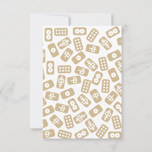 Mahjong-Party Einladung - weiß-braune Fliesen (Rückseite)