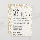 Mahjong-Party Einladung - weiß-braune Fliesen (Vorne/Hinten)