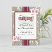 Mahjong Party Invitation, burgundy toile, tiles Einladung (Stehend Vorderseite)