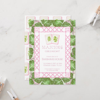 Mahjong Party Invitation, Cabbage and Pink Einladung