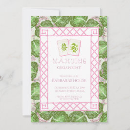 Mahjong Party Invitation, Cabbage and Pink Einladung