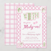 Mahjong Party Invitation, mahjong instant invite Einladung (Vorne/Hinten)