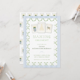 Mahjong Party Invitation, Preppy Champagne  Einladung