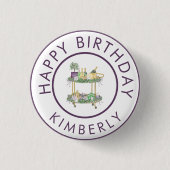 Mahjong Party Lila Bar Cart Custom Button (Vorderseite)