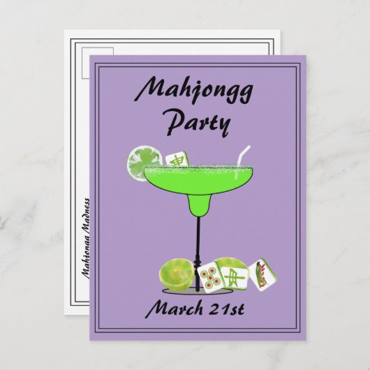 Mahjong Party Postcard Einladung (Vorne/Hinten)