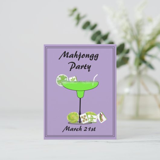 Mahjong Party Postcard Einladung (Stehend Vorderseite)