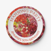 Mahjong Party Rich Bold Floral Custom Pappteller (Vorderseite)