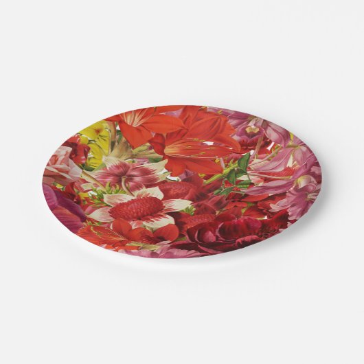 Mahjong Party Rich Bold Floral Pappteller (Schrägansicht)