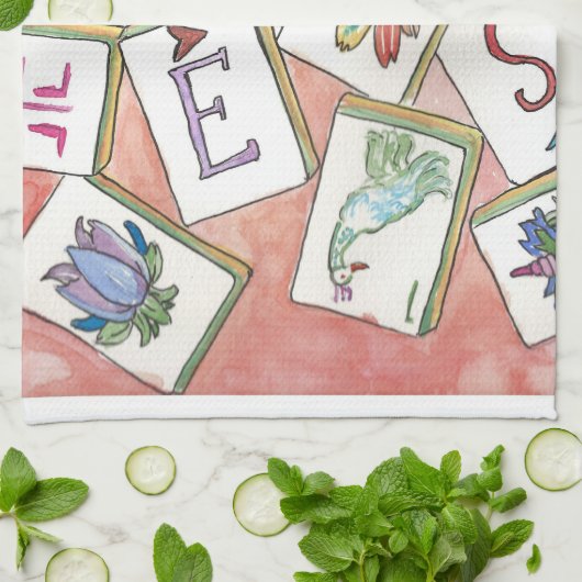 Mahjong peach geschirrtuch (Gefaltet)