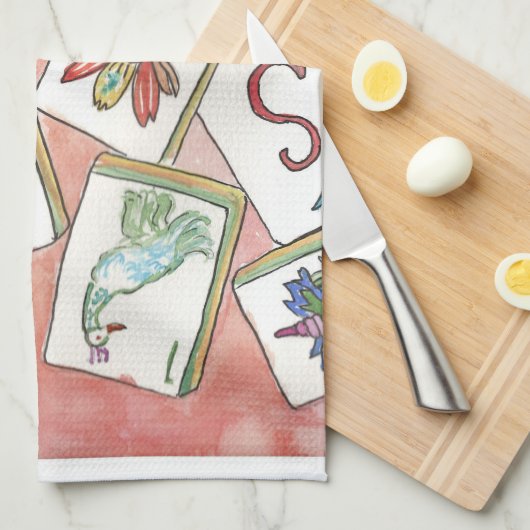 Mahjong peach geschirrtuch (Viertel Falte)