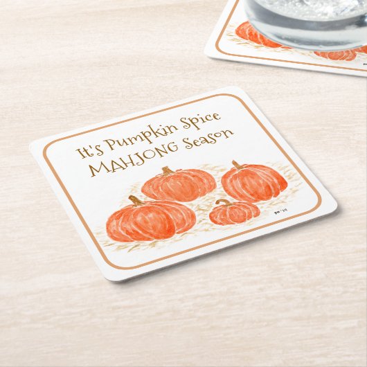 Mahjong Pumpkin Spice Season Watercolor Pumpkin Rechteckiger Pappuntersetzer (angewinkelt)