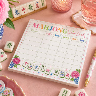 Mahjong Punktekarte Blumendesign Notizblock