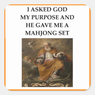 MAHJONG QUADRATISCHER AUFKLEBER