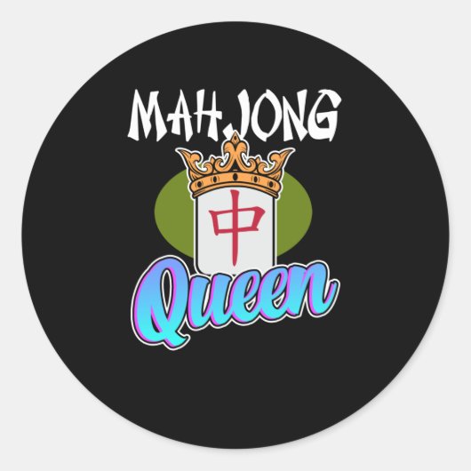 Mahjong Queen Game Mahjong Player Games Graphic Runder Aufkleber (Vorderseite)